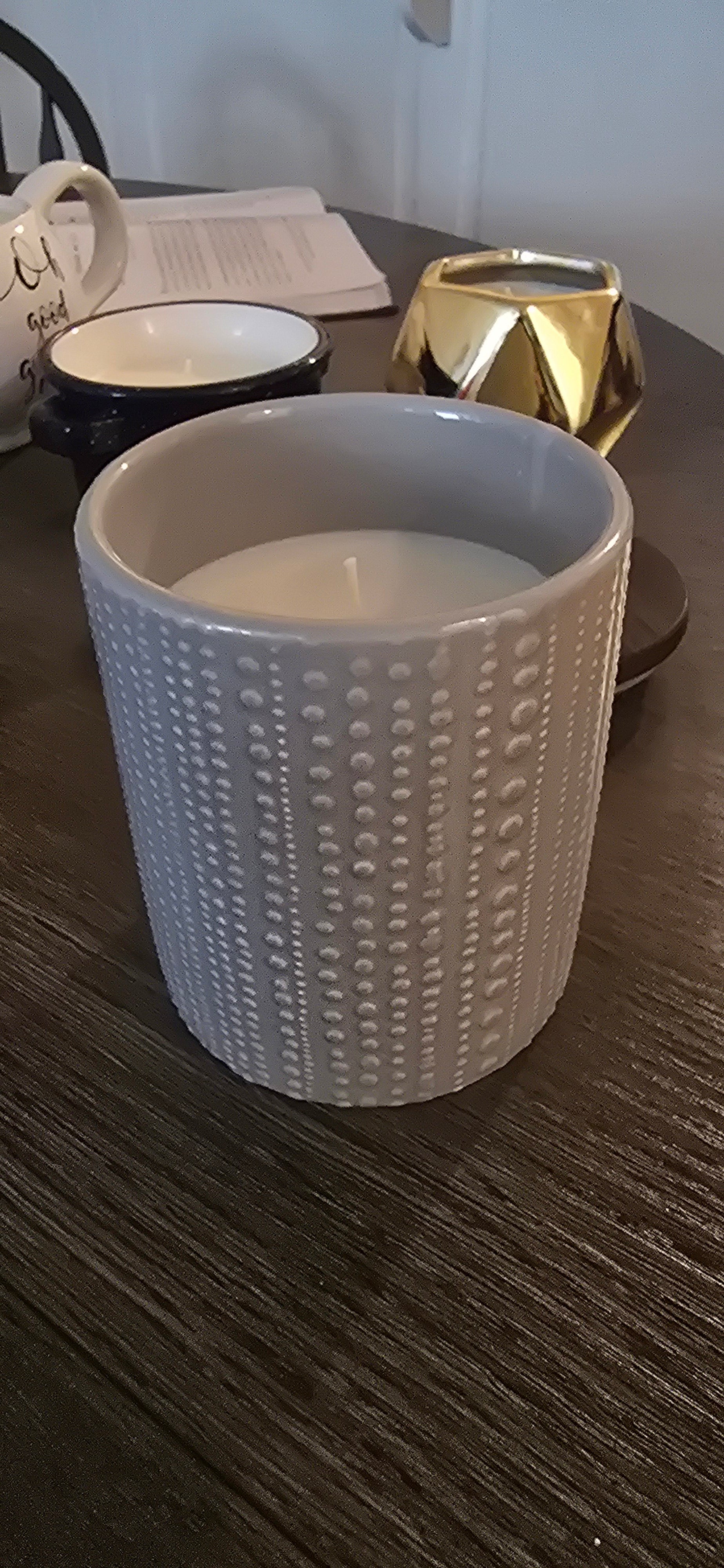 Grey tall candle